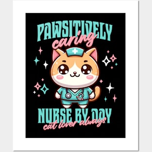 Cute Cat Lover Registered Nurse Posters and Art